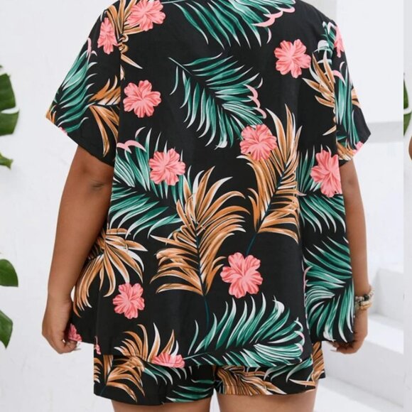 SHEIN CURVE Tropical Shirt and Shorts Co-ord Set 1XL - Picture 14 of 14